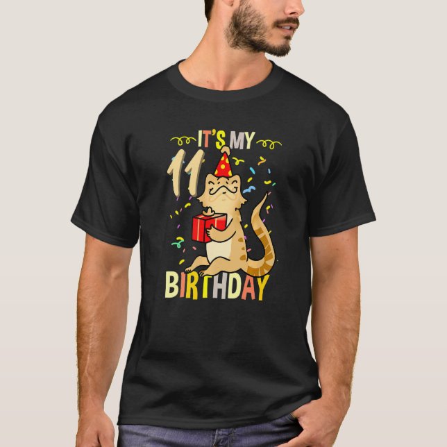Camiseta Es mi 11 cumpleaños Dragon Lizard (Anverso)