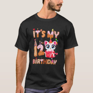 Camiseta Es Mi 12º Cumpleaños Chica Gato Cumpleaños 12 Años