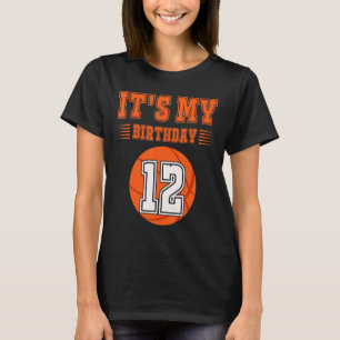 Camiseta Es mi 12º cumpleaños, niño de 12 años, baloncesto 