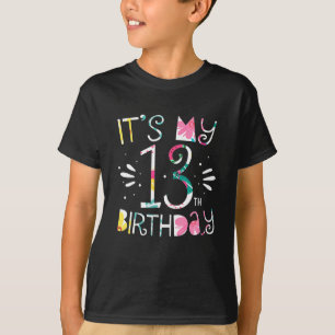 Camiseta Es mi 13° cumpleaños, floral tropical, de 13 años
