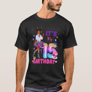 Camiseta Es mi 15º cumpleaños Chica negro afroamericano 1