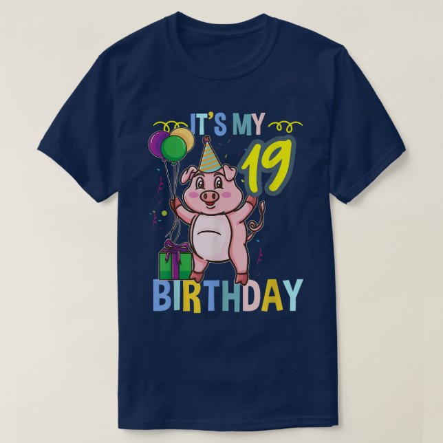 Camiseta Es mi 19º cumpleaños Cerdo 3303 (Diseño del anverso)