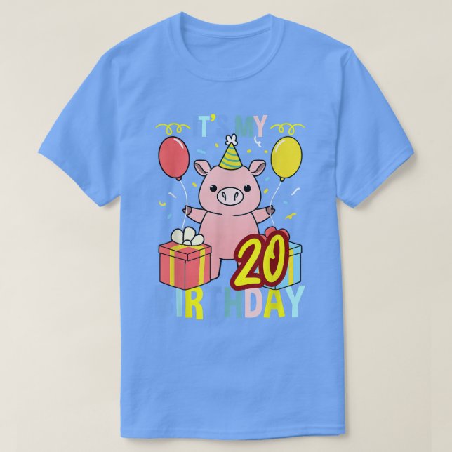 Camiseta Es mi 20 cumpleaños, cerdo para amante del cerdo (Diseño del anverso)