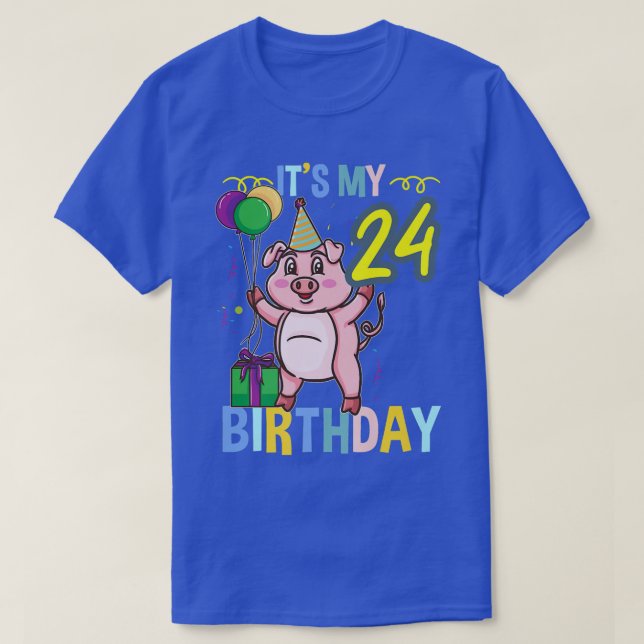 Camiseta Es mi 24º cumpleaños Cute Pig Premium (Diseño del anverso)