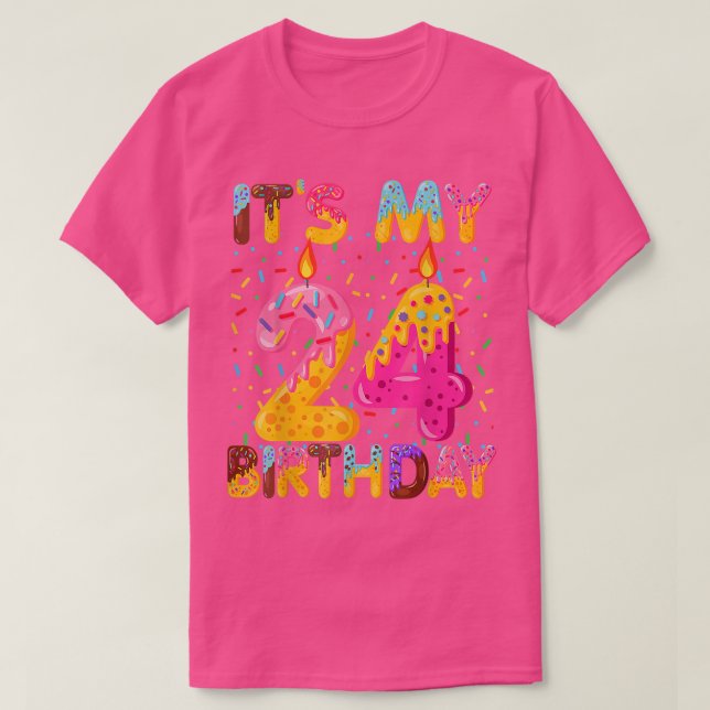 Camiseta Es mi 24to cumpleaños dulce donut de 24 años Funn (Diseño del anverso)