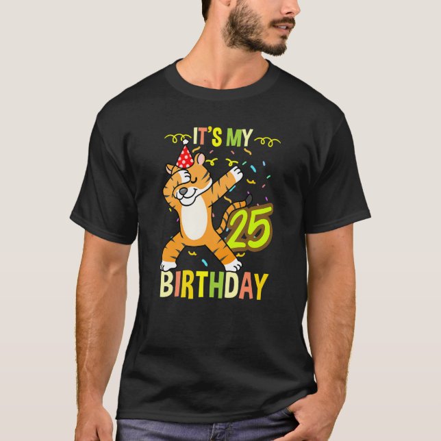 Camiseta Es mi 25 cumpleaños, Dabbing Tiger (Anverso)