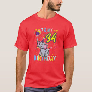Camiseta Es Mi 34 Aniversario Del Amante Animal De Los Elef