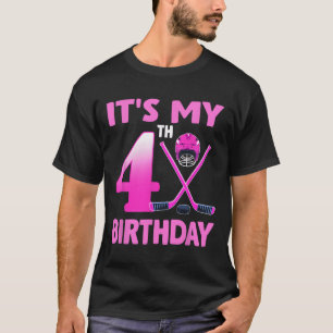 Camiseta Es Mi 4º Cumpleaños Chica Hockey Sobre Hielo 4 Año