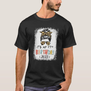 Camiseta Es mi 47º Chica leopardo desordenado bollo de cump