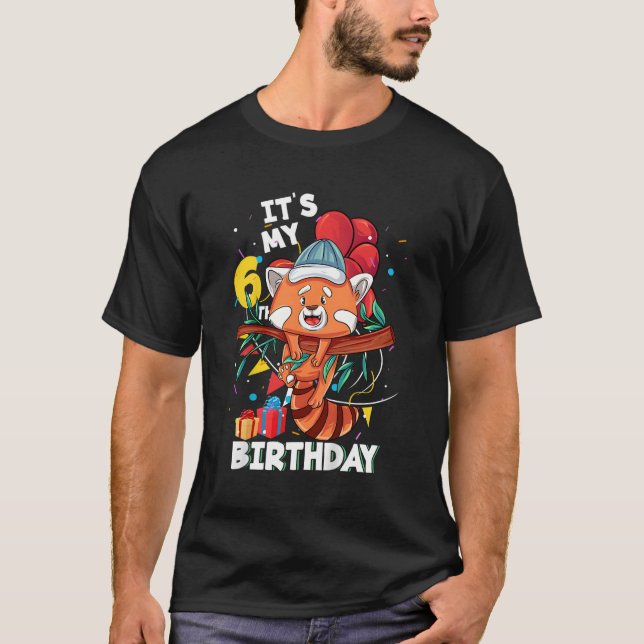 Camiseta Es Mi 6º Panda Rojo (Anverso)
