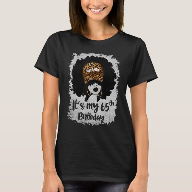 Camiseta Es mi 65º cumpleaños, Melanin, leopardo de los 65  (Anverso)