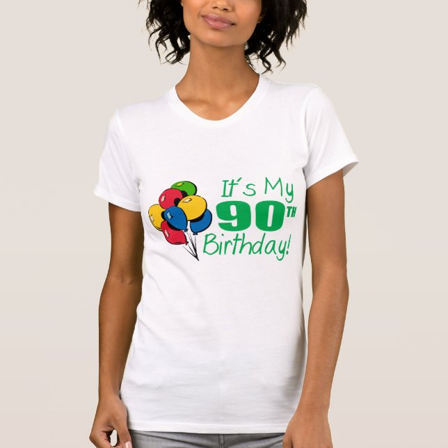 Camiseta Es mi 90.o cumpleaños (los globos) (Anverso)