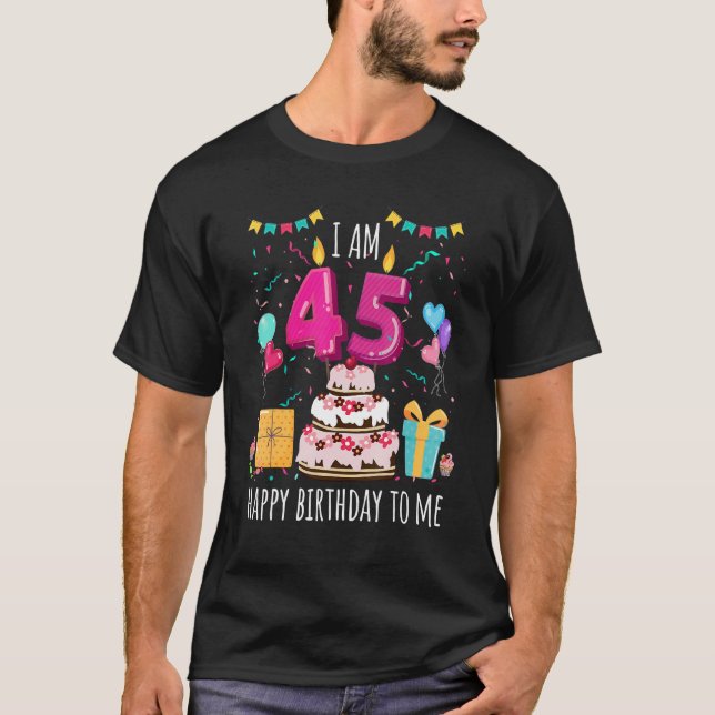 Camiseta Es mi Chica de 45 años con velas de pastel de cump (Anverso)