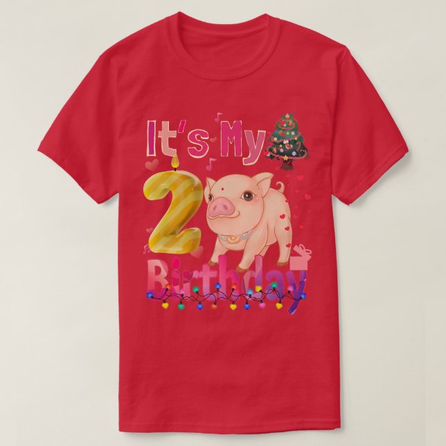 Camiseta es mi Chica de cumpleaños Pig Chicas de 2 años Pig (Diseño del anverso)