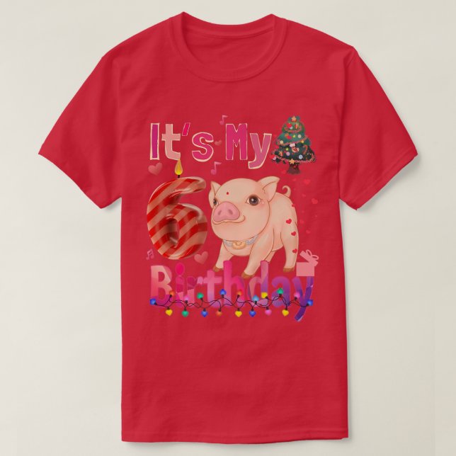 Camiseta es mi Chica de cumpleaños Pig Chicas de 6 años Pig (Diseño del anverso)