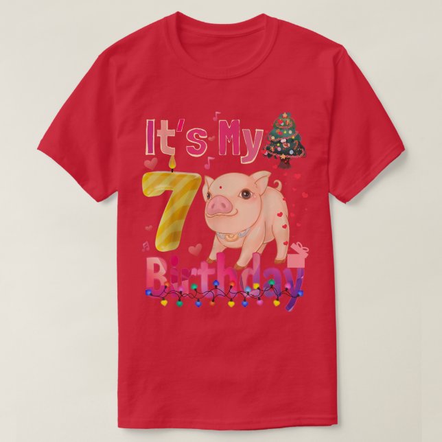 Camiseta es mi Chica de cumpleaños Pig Chicas de 7 años Pig (Diseño del anverso)