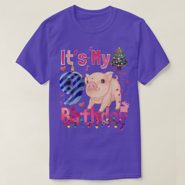 Camiseta es mi Chica de cumpleaños Pig Chicas de 9 años Cer (Diseño del anverso)