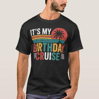 Camiseta Es mi crucero de cumpleaños atardecer retro