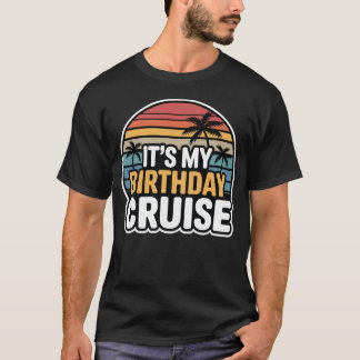 Camiseta Es mi crucero de cumpleaños atardecer retro