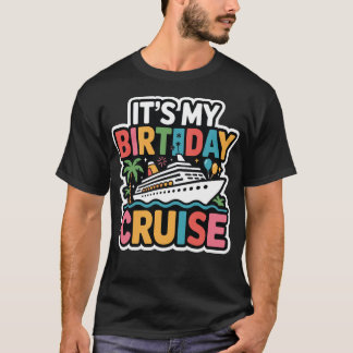 Camiseta Es mi crucero de cumpleaños atardecer retro