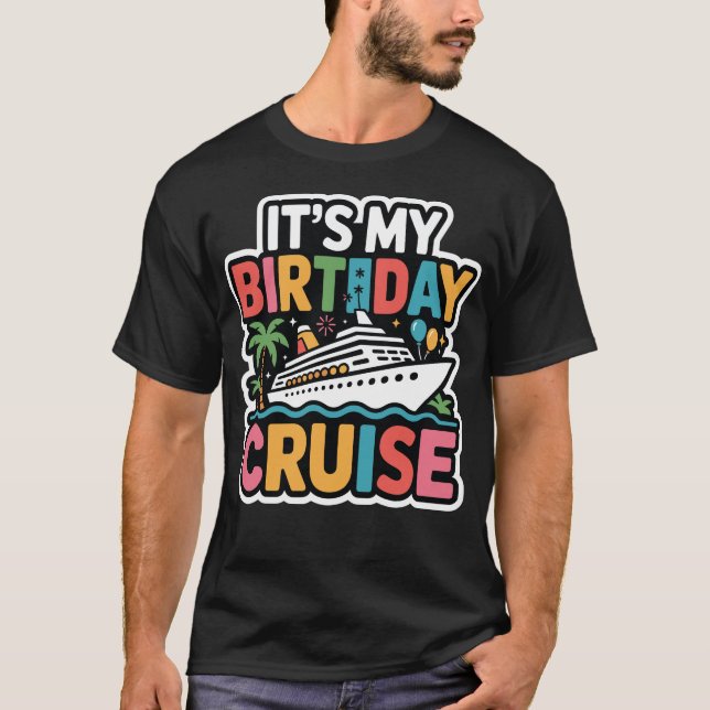 Camiseta Es mi crucero de cumpleaños atardecer retro (Anverso)