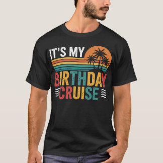 Camiseta Es mi crucero de cumpleaños Retro Atardecer Tropic