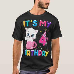 Camiseta Es mi cuarto cumpleaños, Chica gracioso, cumpleaño
