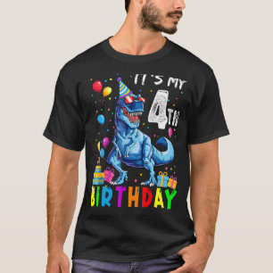 Camiseta Es mi cuarto cumpleaños, cumpleaños, niño dinosaur
