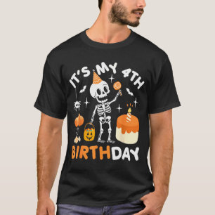 Camiseta Es mi cuarto cumpleaños - divertido esqueleto de H