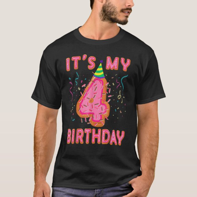 Camiseta Es mi cuarto cumpleaños, Doughnut, feliz Gi de 4 a (Anverso)