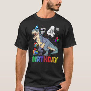 Camiseta Es mi cuarto cumpleaños feliz 4 años de dinosaurio