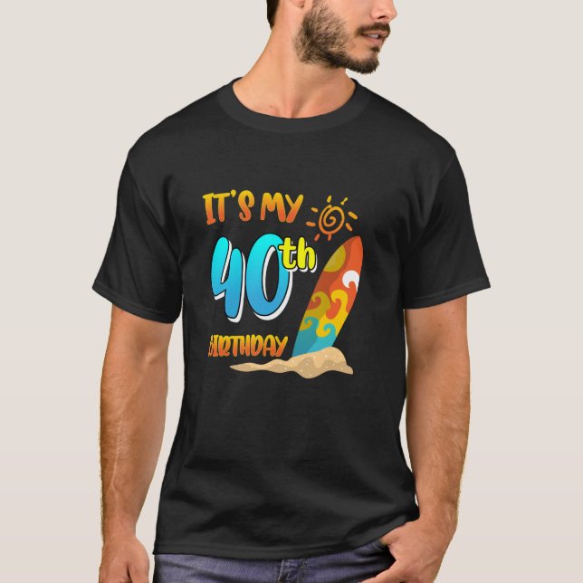 Camiseta Es mi cuarto cumpleaños, Fiesta 40 de la piscina d (Anverso)