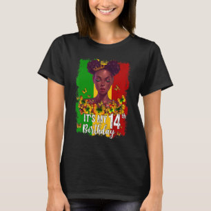 Camiseta Es mi cuarto cumpleaños, Melanin negro de 14 años 