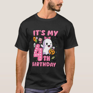 Camiseta Es mi cuarto cumpleaños Octubre Ghost Pumpkin Funn