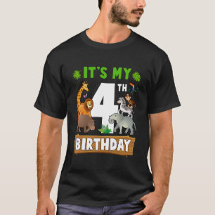 Camiseta Es mi cuarto cumpleaños Zoo Jungle Safari de 4 año