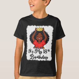 Camiseta Es Mi Cumpleaños 18 Princesa Negra Corona Pero