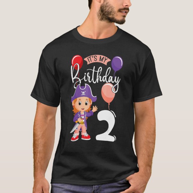 Camiseta Es mi cumpleaños 2 Fiesta pirata tema de cumpleaño (Anverso)