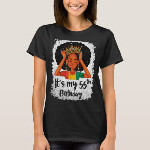 Camiseta Es mi cumpleaños 55 años, Melanin negro de 55 años