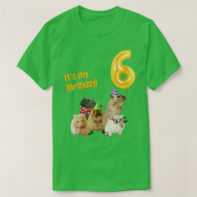 Camiseta Es mi cumpleaños 6º lindo Hamster (Diseño del anverso)
