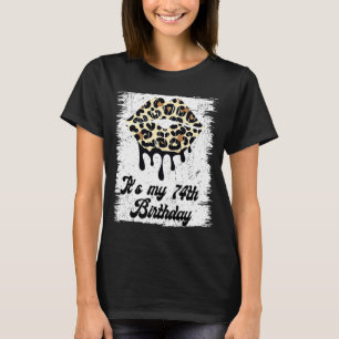Camiseta Es mi cumpleaños 74 Leopard Print Lips Birthday Bi