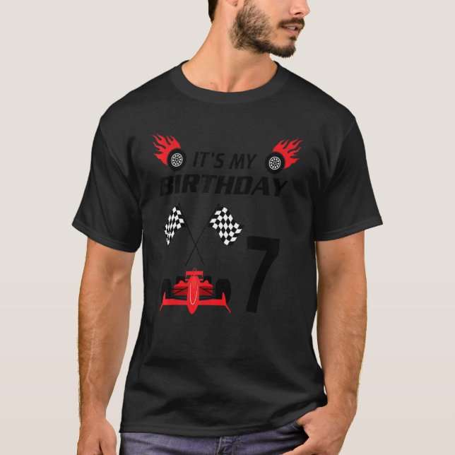 Camiseta Es mi cumpleaños 7 tema de ciclismo de autos cumpl (Anverso)