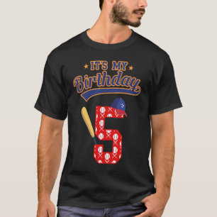 Camiseta Es mi cumpleaños, béisbol de 5 años de edad