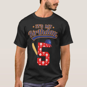 Camiseta Es mi cumpleaños, béisbol de 5 años de edad