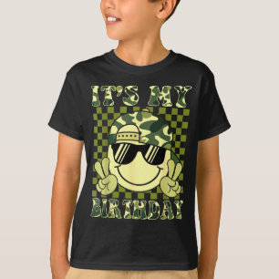 Camiseta Es Mi Cumpleaños Camo Cara Sonriente Cumpleaños Ni