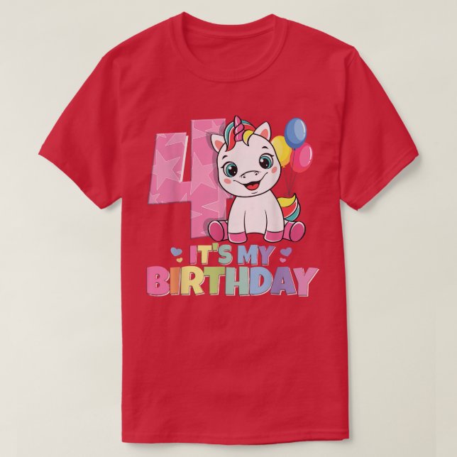 Camiseta Es mi cumpleaños cuarto chica de cumpleaños 4 años (Diseño del anverso)