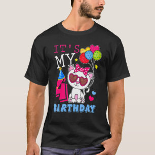 Camiseta Es mi cumpleaños de 4 años, gato Kitty, cuarto día