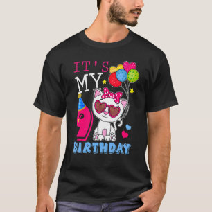 Camiseta Es mi cumpleaños de 9 años, gato Kitty, 9 días de