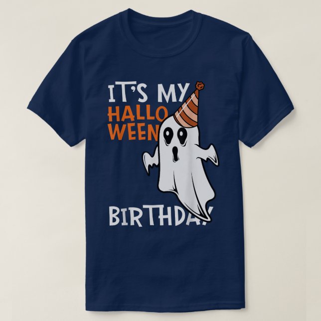 Camiseta Es mi cumpleaños de Halloween Boo Ghost Bday en Ha (Diseño del anverso)