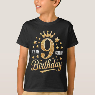 Camiseta Es mi cumpleaños dorado número 9 9 años Cumpleaños