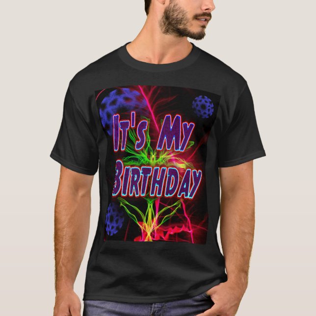 Camiseta Es mi cumpleaños, Fiesta Neon (Anverso)
